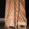 Elegant embroidery on wide sharara of beige jacquard 3-piece formal outfit